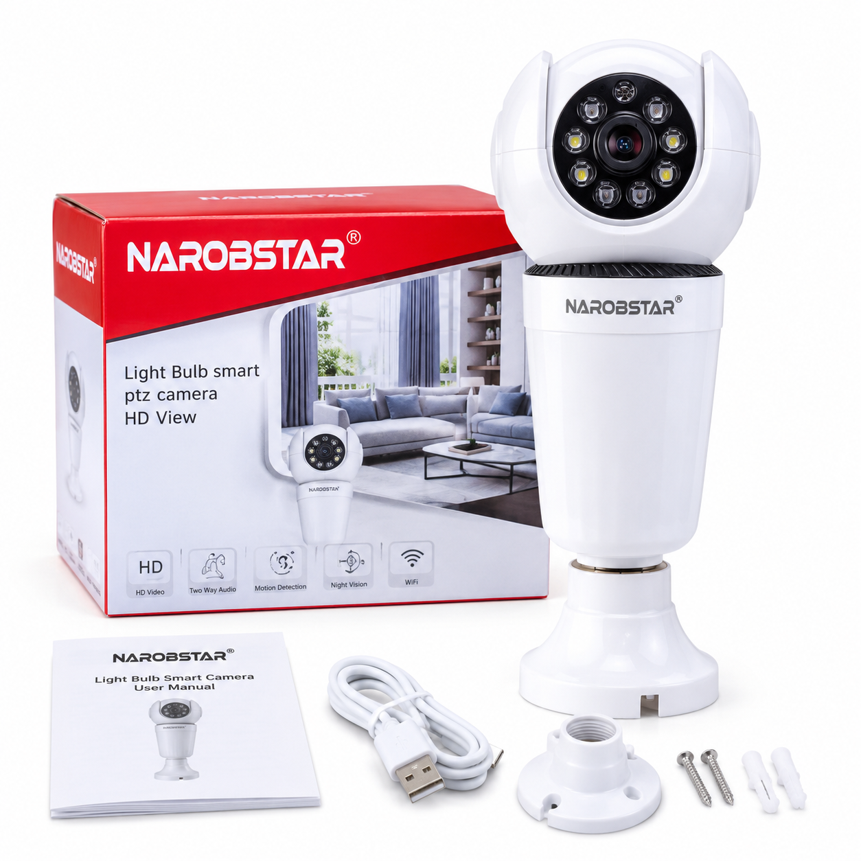 Narobstar Smart Bulb PTZ Camera — view 2